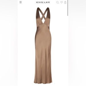NWT- Shona Joy Milo Plunged cross back midi dress in cacao.